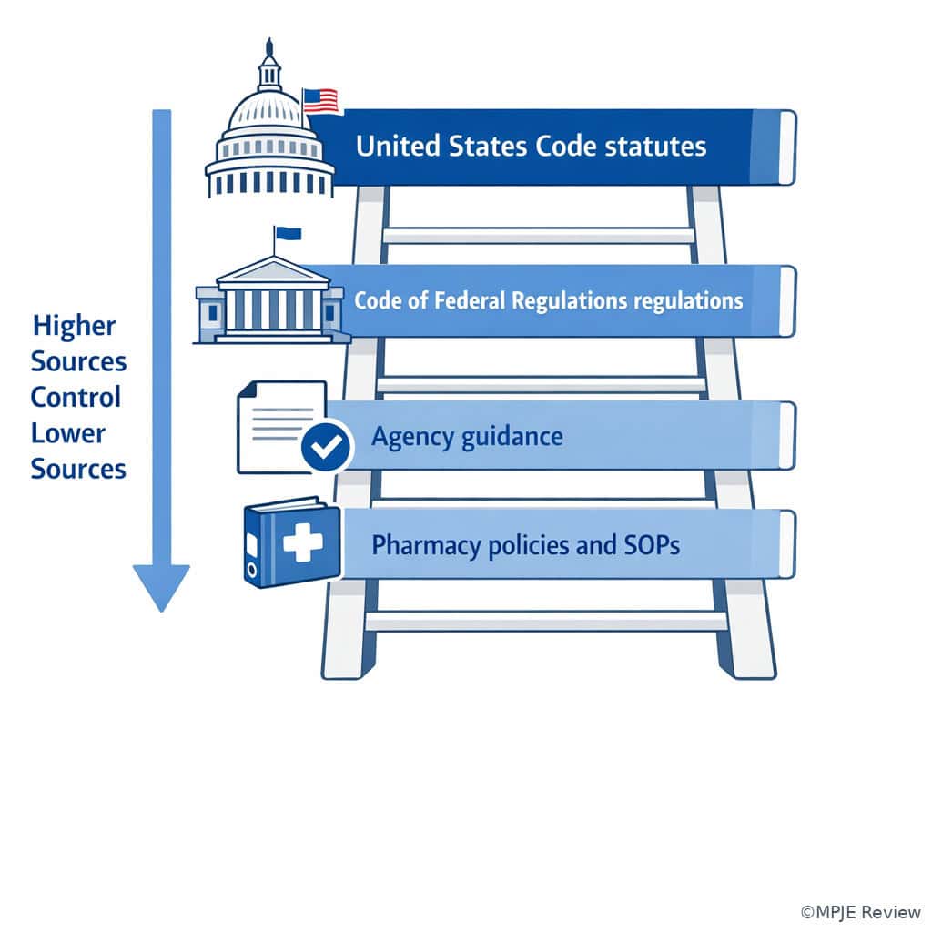 Legal source ladder for pharmacy law