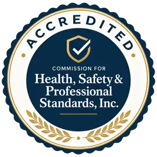 Accreditation seal: Commission for Health, Safety & Professional Standards